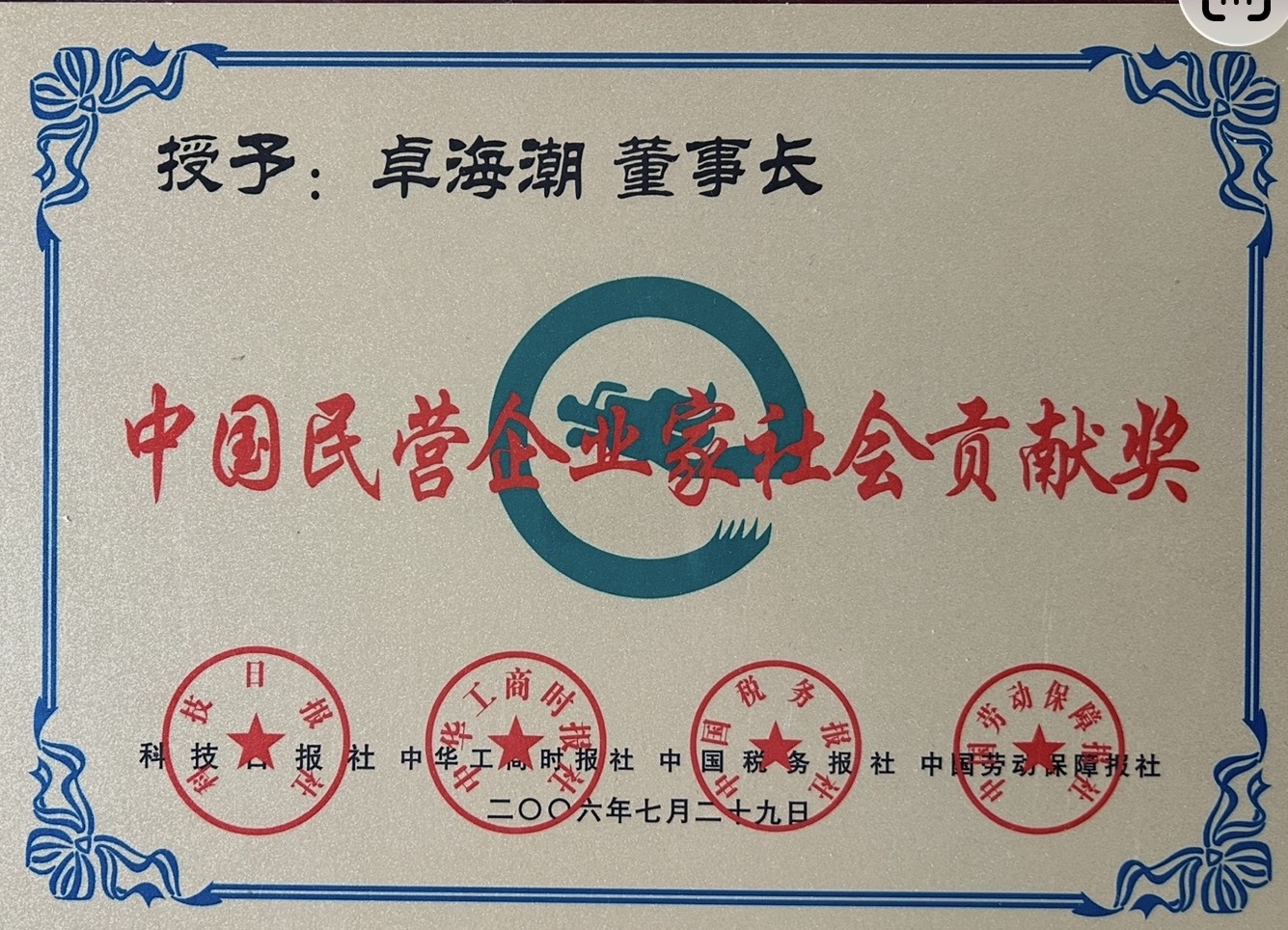 民营企业贡献奖